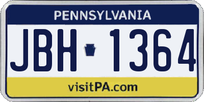 PA license plate JBH1364