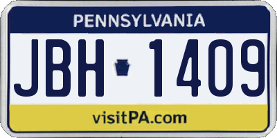 PA license plate JBH1409