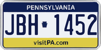 PA license plate JBH1452