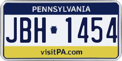 PA license plate JBH1454