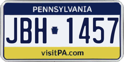 PA license plate JBH1457