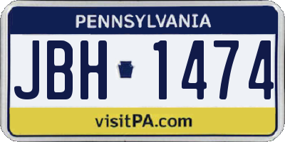 PA license plate JBH1474