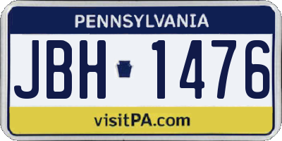 PA license plate JBH1476