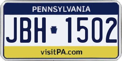 PA license plate JBH1502