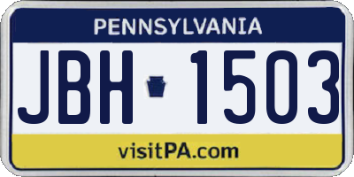 PA license plate JBH1503