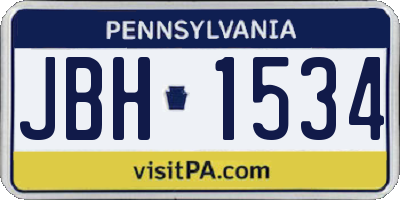 PA license plate JBH1534