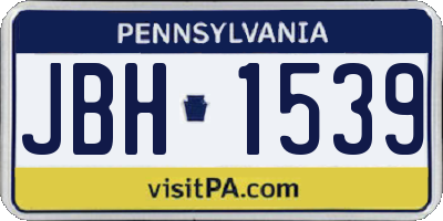 PA license plate JBH1539