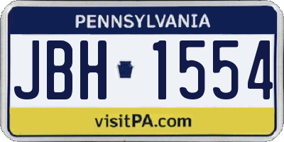 PA license plate JBH1554