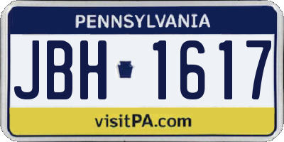 PA license plate JBH1617