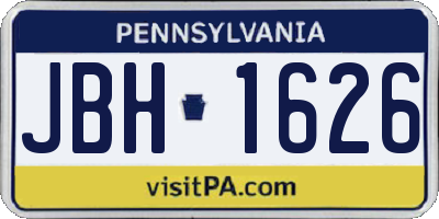 PA license plate JBH1626