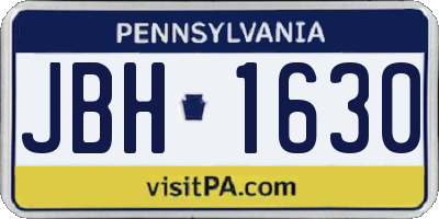 PA license plate JBH1630