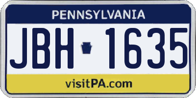 PA license plate JBH1635