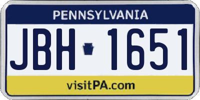 PA license plate JBH1651