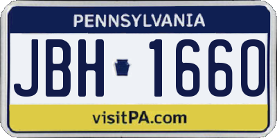 PA license plate JBH1660