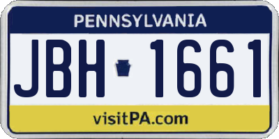 PA license plate JBH1661