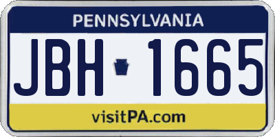 PA license plate JBH1665