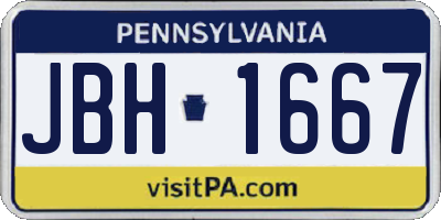 PA license plate JBH1667