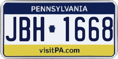 PA license plate JBH1668