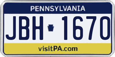 PA license plate JBH1670