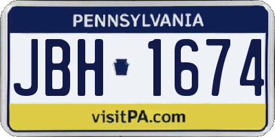 PA license plate JBH1674
