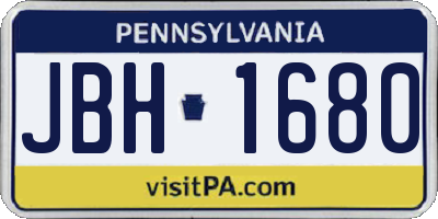 PA license plate JBH1680