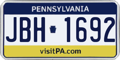 PA license plate JBH1692