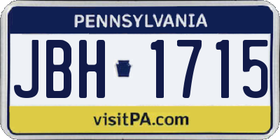 PA license plate JBH1715