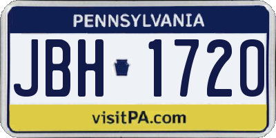 PA license plate JBH1720