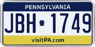 PA license plate JBH1749