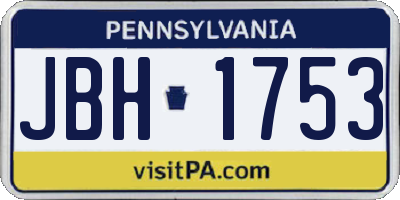 PA license plate JBH1753