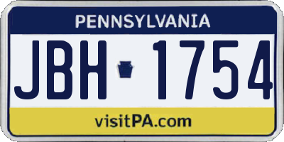 PA license plate JBH1754
