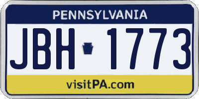 PA license plate JBH1773