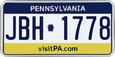 PA license plate JBH1778