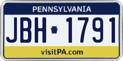 PA license plate JBH1791