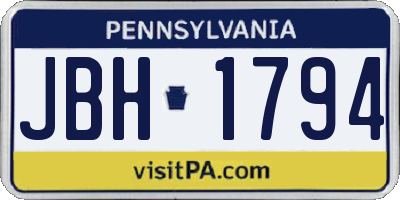 PA license plate JBH1794