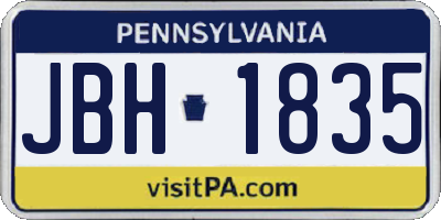 PA license plate JBH1835