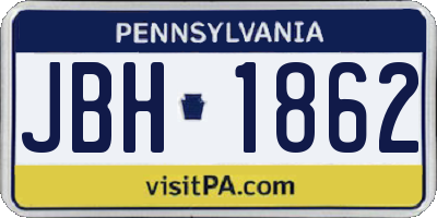 PA license plate JBH1862