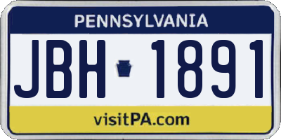 PA license plate JBH1891