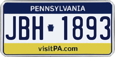 PA license plate JBH1893