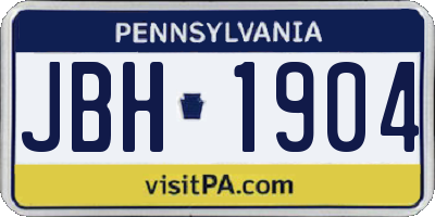 PA license plate JBH1904