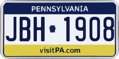 PA license plate JBH1908