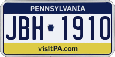 PA license plate JBH1910