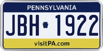 PA license plate JBH1922