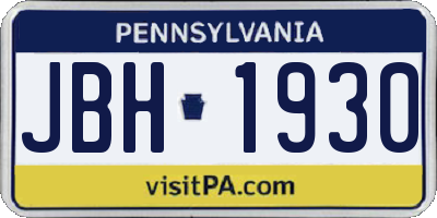 PA license plate JBH1930
