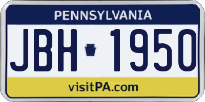 PA license plate JBH1950