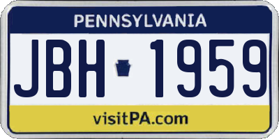 PA license plate JBH1959