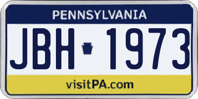 PA license plate JBH1973