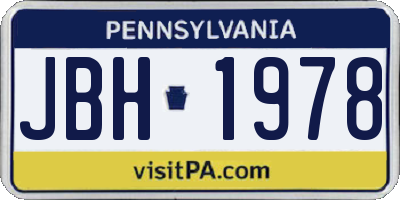 PA license plate JBH1978
