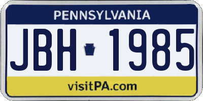 PA license plate JBH1985