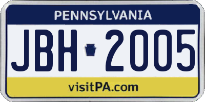 PA license plate JBH2005